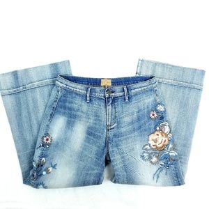 Driftwood Classic Fit Flare Floral Jeans Size 30